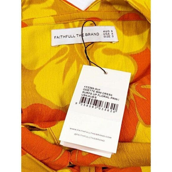 Faithfull The Brand Odette Floral Crepe Halterneck Dress Size S / US 4 MSRP $189 - Picture 6 of 7